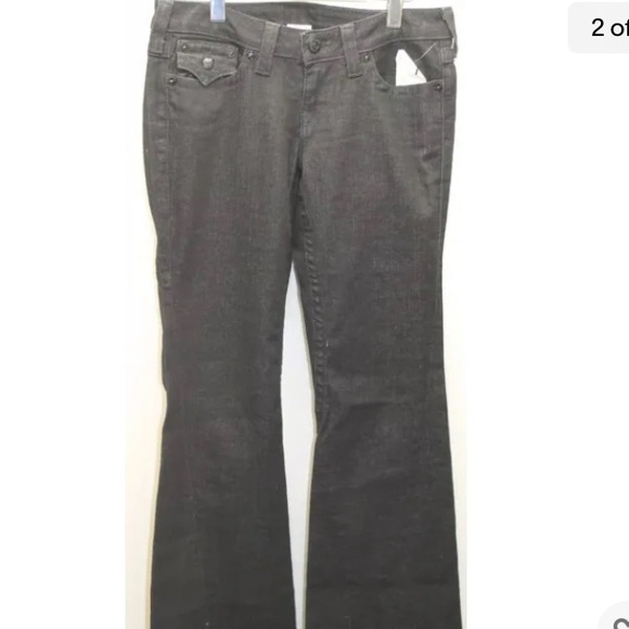 New True Religion Women Black Jeans Denim Boot Leg Joey 29 USA Sequins Logo - Picture 8 of 9